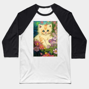 Kitten between flowers Baseball T-Shirt